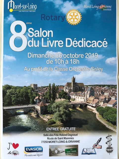 8ème salon du livre dédicacé de Moret-sur-Loing, le dimanche 6 octobre 2019 - Affiche.