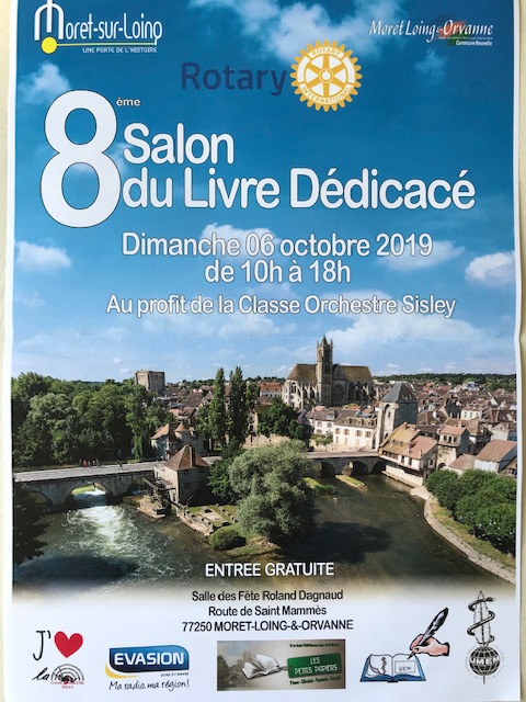 8me salon du livre ddicac de Moret-sur-Loing, le dimanche 6 octobre 2019 - Affiche.